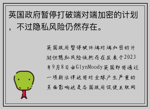 英国政府暂停打破端对端加密的计划，不过隐私风险仍然存在。