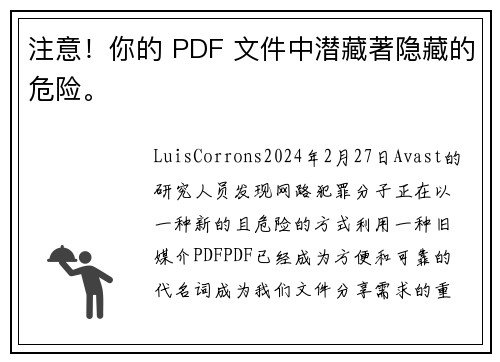 注意！你的 PDF 文件中潜藏著隐藏的危险。